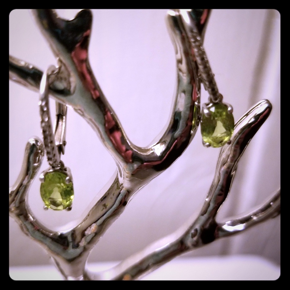 Peridot and silver earrings